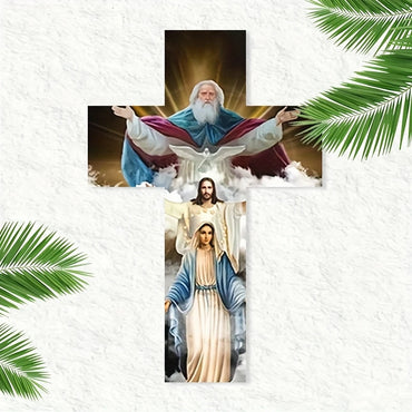30cm Flat 2D Wooden Cross Jesus Christian Believer Family Decora