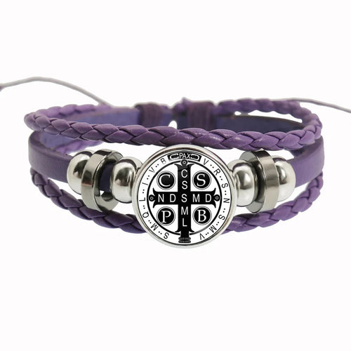 Saint Benedict Medallion Bracelet I LOVE JESUS Glass Art Picture