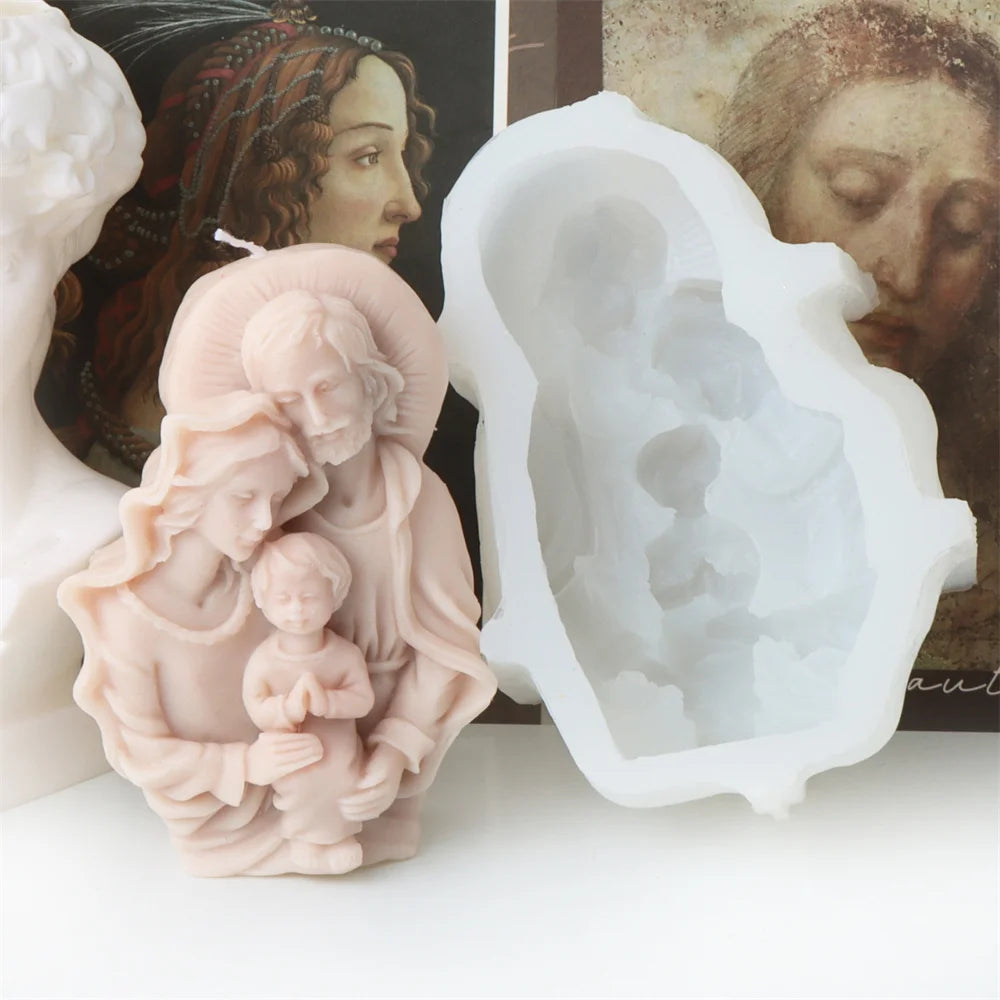 Virgin Mary Jesus Silicone Mold Candle Making Mother Baby Religious
