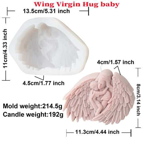 Flat Catholic Holy Jesus Family Mary Hugs Child Statue Silicone Candle