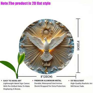 Christ the Spirit Dove Wall Art aluminum metal logo with 3D relief