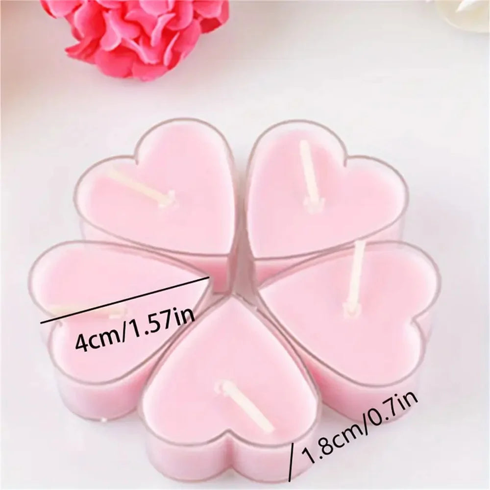 9pcs Heart-Shaped Scented Tea Candles Set Wedding Supplies Romantic