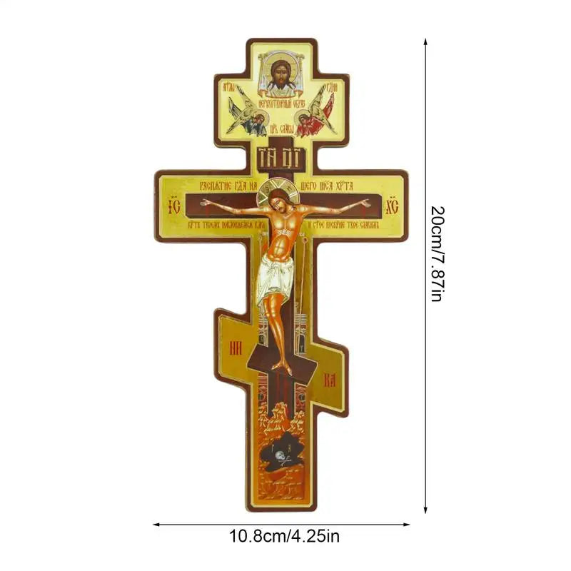 Wall Crucifix Ornament Double-Sided Wooden Byzantine Crucifix Jesus