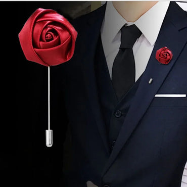 Men Boutonnieres for Wedding Groom Corsage Lapel Pins Ribbon Roses