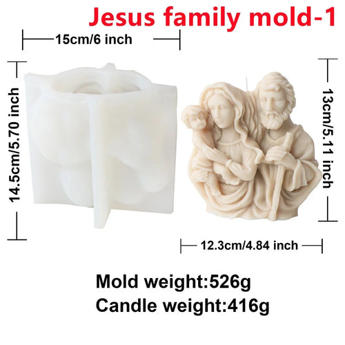Catholic Jesus Family Candle Silicone Mold DIY Jesus Virgin Mary