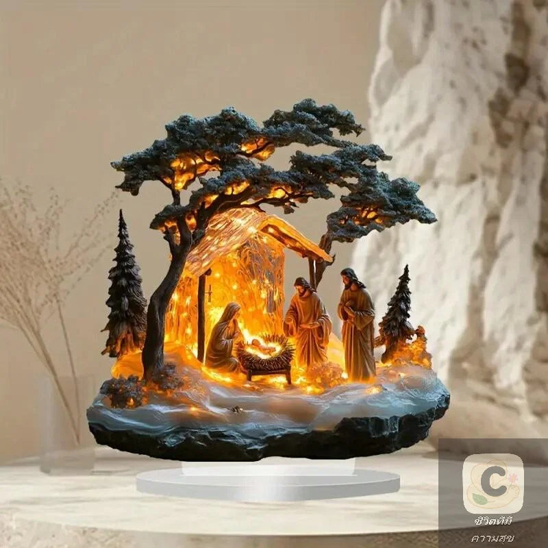 YY Inspirational Family Statue Decor Jesus Tree of Life Acrylic Plate