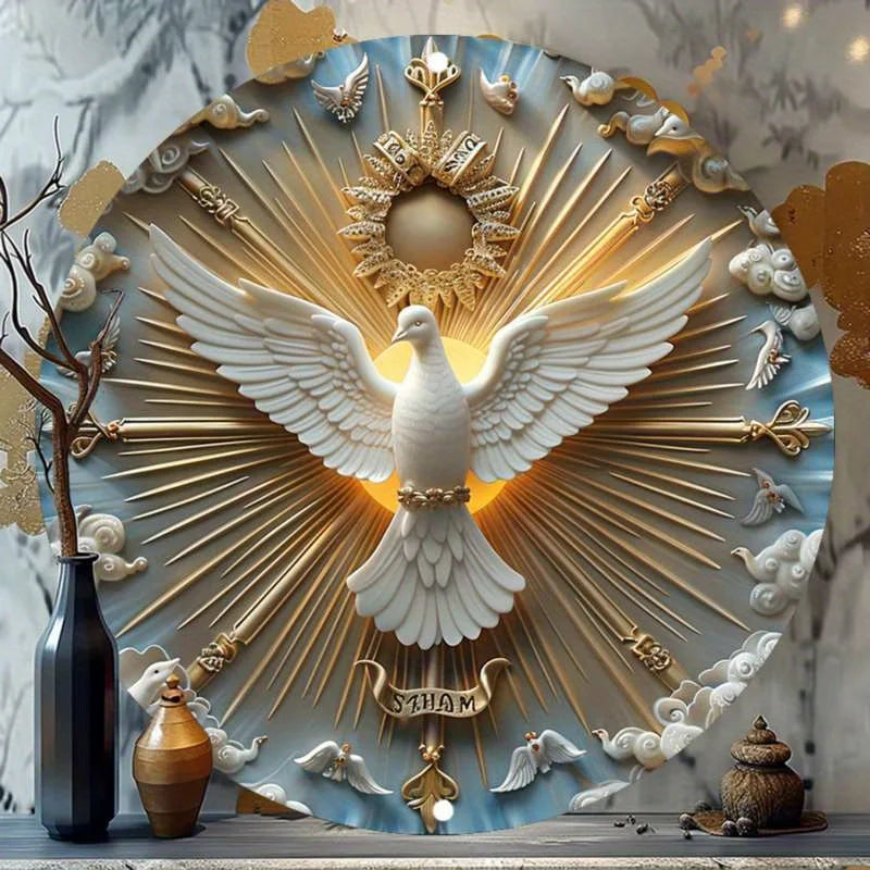 Christ the Spirit Dove Wall Art aluminum metal logo with 3D relief