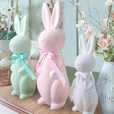 Three Designs Flocked Rabbit Silicone Candle Molds Bowknot Bunny