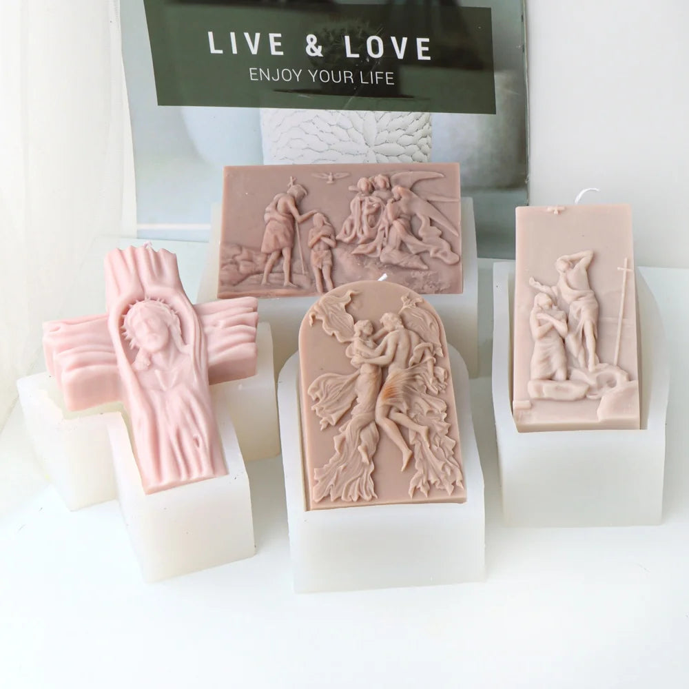 3D Crucifix Jesus Silicone Candle Mold Religious Cross Catholic