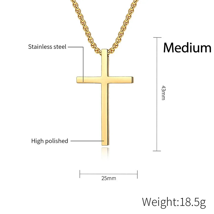 Titanium Steel Cross Necklace For Men Women Black Gold Silver Color