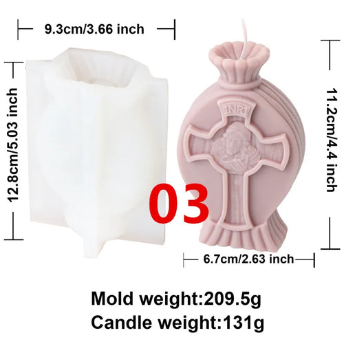 Catholic Statue Pillar Candle Mould DIY Sculpture Portrait Face Mold
