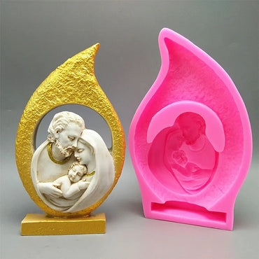 Catholic Holy Family Three Silicone Mold Fondant Cake Mold Resin