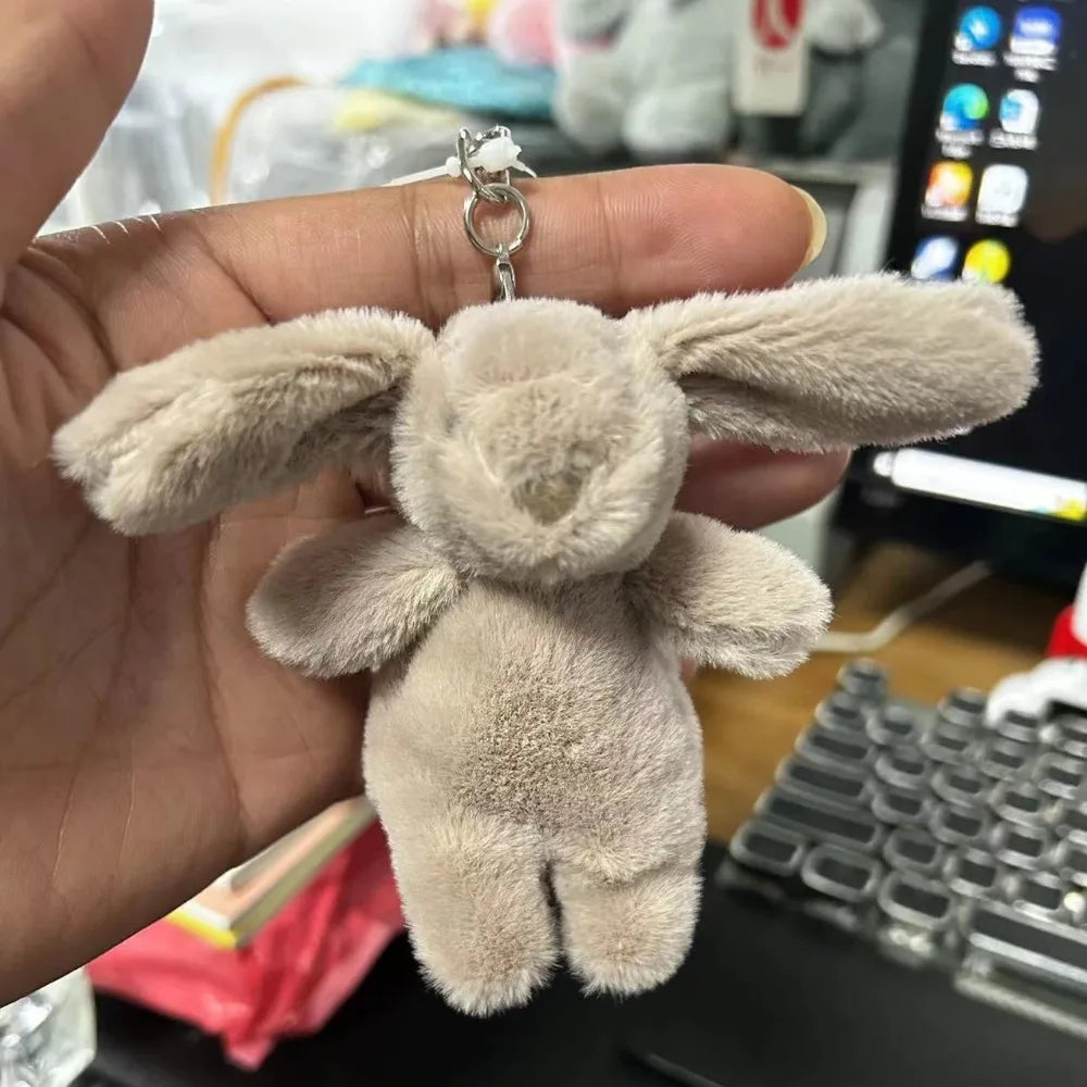 Stuffed Animals Cute Cartoon Rabbit Keychain Love Pompom Trinket Toy