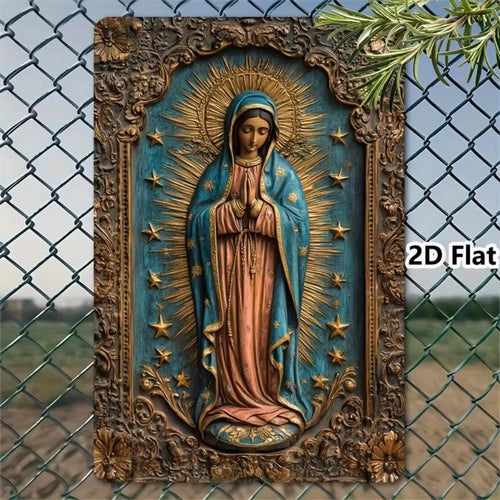 Metal Plaque， Virgin of Guadalupe Metal Sign, Rustic Americana Style