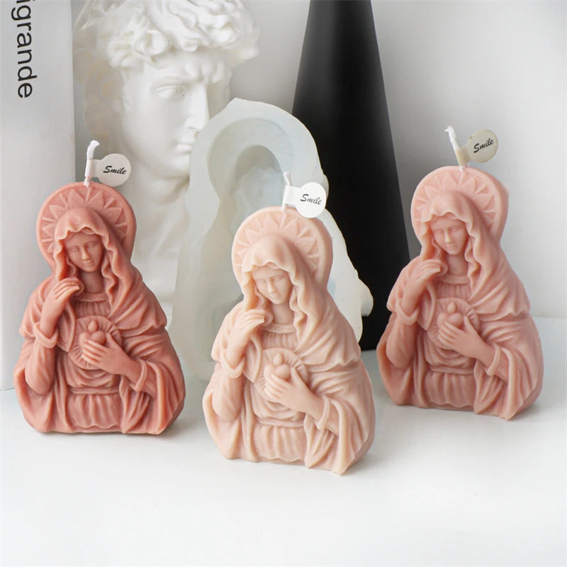 Small Size Jesus Family Candle Silicone Mold Religion Virgin Mary