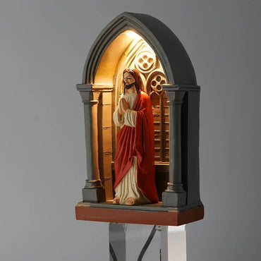 Jesus Statue Virgin Mary Resin Ornament 6" Figurine with Light Ideal