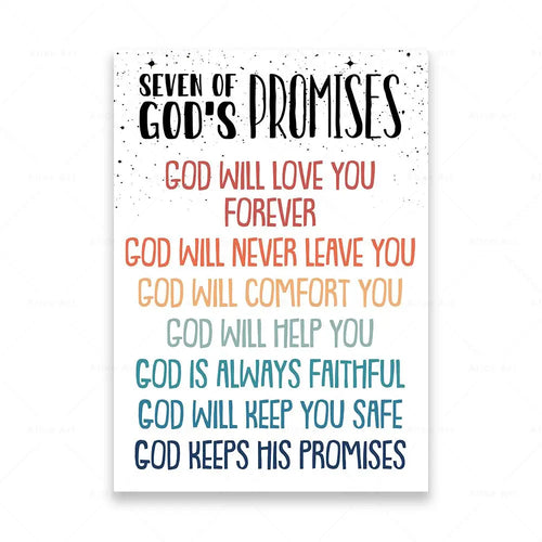 Kids Scripture Bible Print Ten 10 Commandments Wall Art Canvas Poster