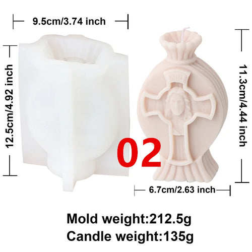 Catholic Statue Pillar Candle Mould DIY Sculpture Portrait Face Mold