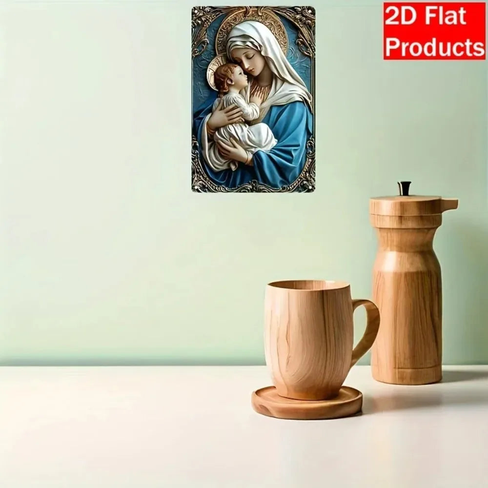 Madonna Religious Plaque-Aluminum Indoor Decor | Pre-Drilled Wall