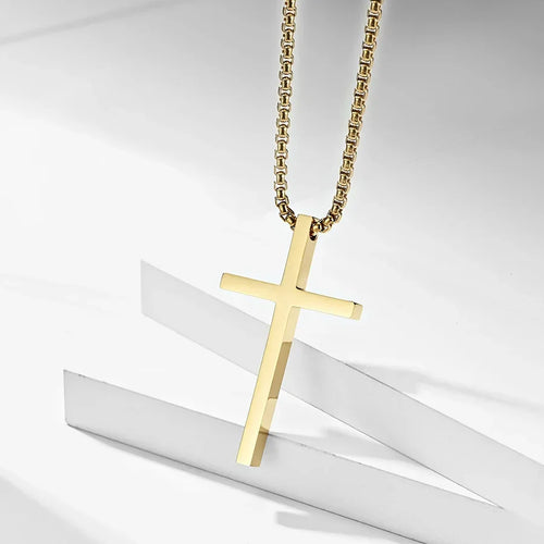 Titanium Steel Cross Necklace For Men Women Black Gold Silver Color