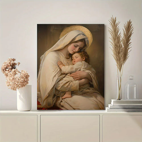 1pc Vintage Virgin Mary and Jesus Canvas Christian Faith Poster Home
