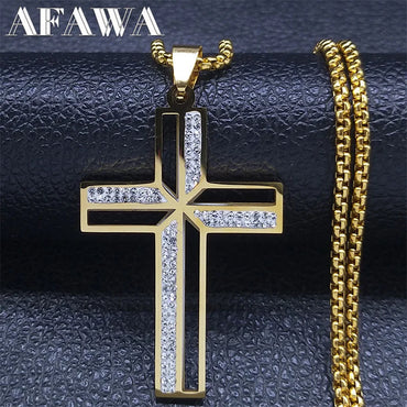 Catholic Crucifix Cross Necklace for Women Men Stainless Steel