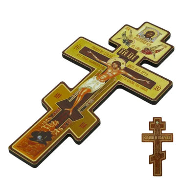 Wall Crucifix Ornament Double-Sided Wooden Byzantine Crucifix Jesus