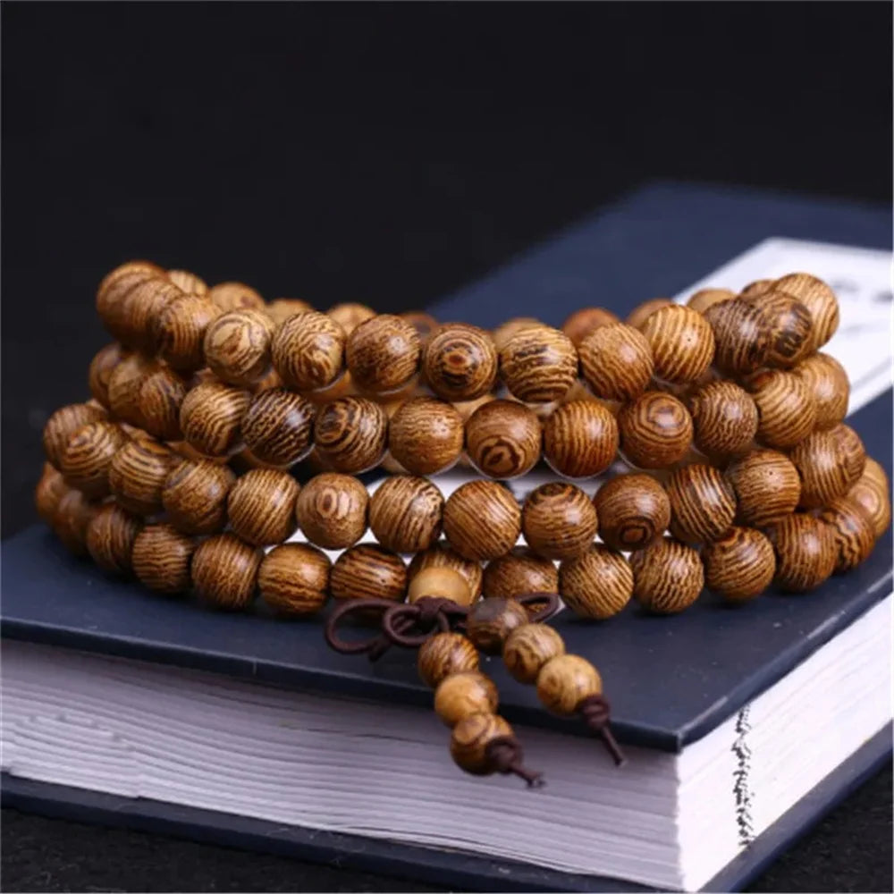 Natural Sandalwood Bracelet Men Buddhist Buddha Meditation Bead