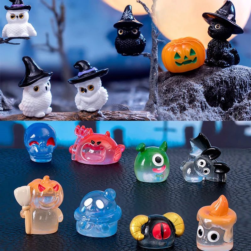 Halloween Witch Little Monster Owl Bat Ghost Skeleton Candle Figurine