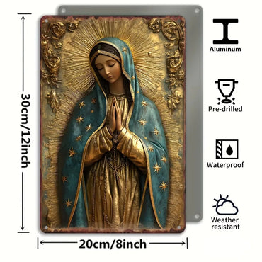Metal Plaque， Virgin of Guadalupe Metal Sign, Rustic Americana Style