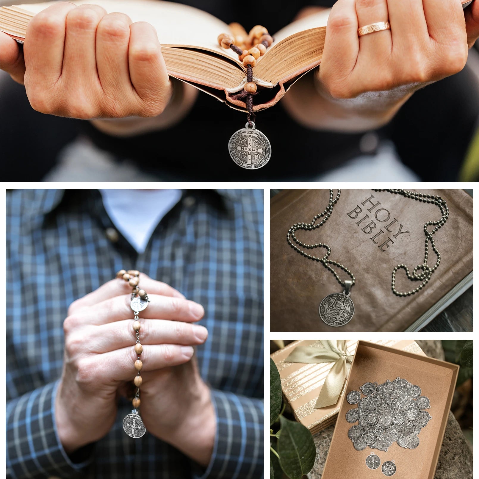 Saint Benedict Medallion Charms Jesus Cross Catholic San Benito