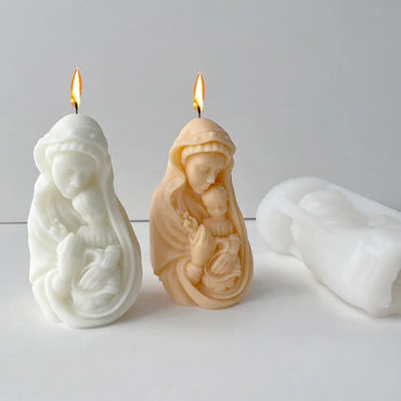 3D Virgin Mary Holding Baby Candle Silicone Mold DIY Catholic Virgin