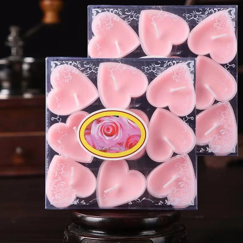 9pcs Heart-Shaped Scented Tea Candles Set Wedding Supplies Romantic