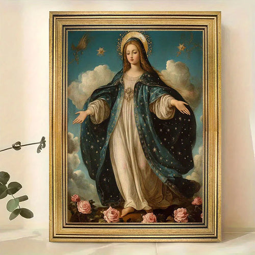 1pc Vintage Virgin Mary and Jesus Canvas Christian Faith Poster Home