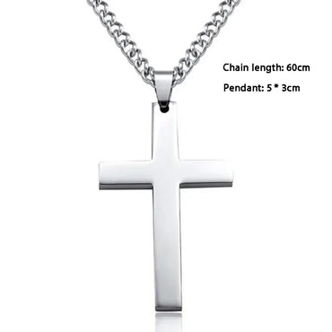Classic Cross Pendant Necklace For Men Women 24inch Gold Silver Color