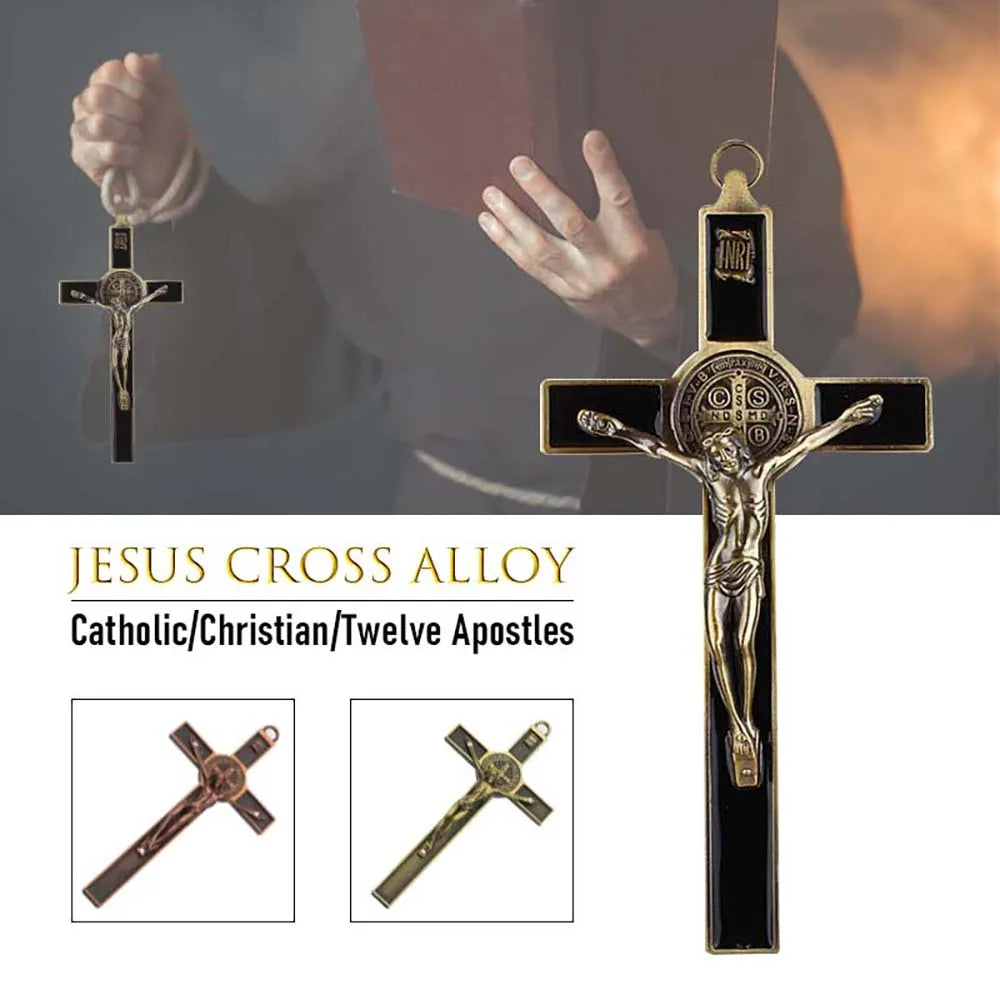 Cross Christ Statue Catholic Religious Prayer Hand Holding Pendant