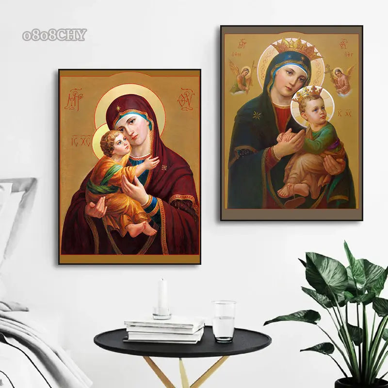 Catholic Art Holy Mother of God，Jesus Christ ，Saint Nicholas Canvas
