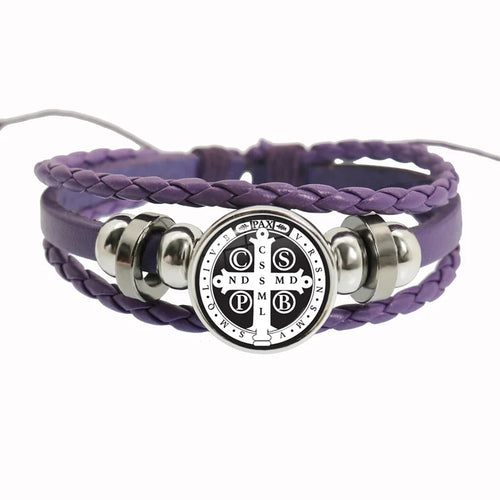 Saint Benedict Medallion Bracelet I LOVE JESUS Glass Art Picture