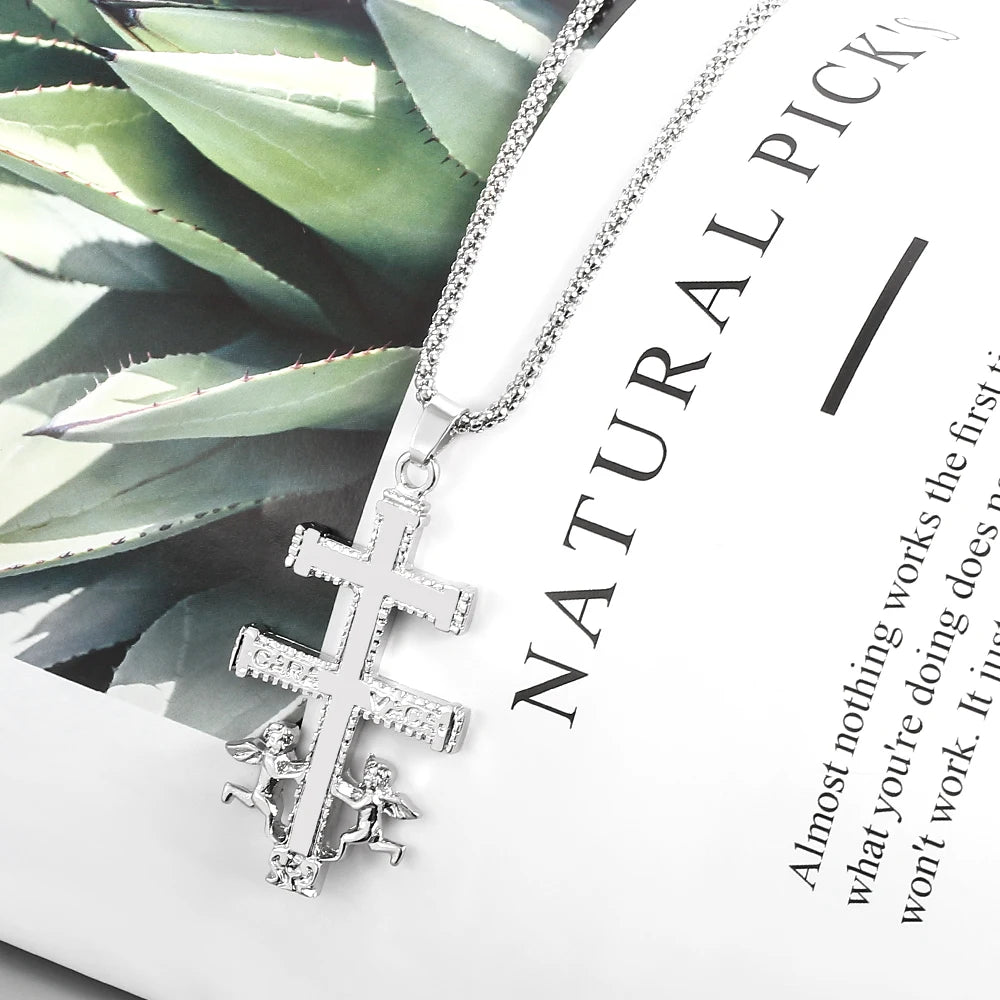 Catholic Caravaca Crucifix Orthodox Russian Cross Necklace Pendant