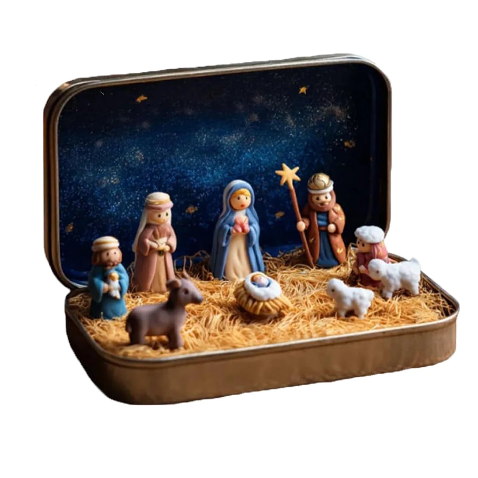 Resin Nativity Scene Statue Jesus Acrylic Figurine Home Office Cafe