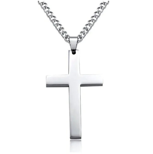 Classic Cross Pendant Necklace For Men Women 24inch Gold Silver Color
