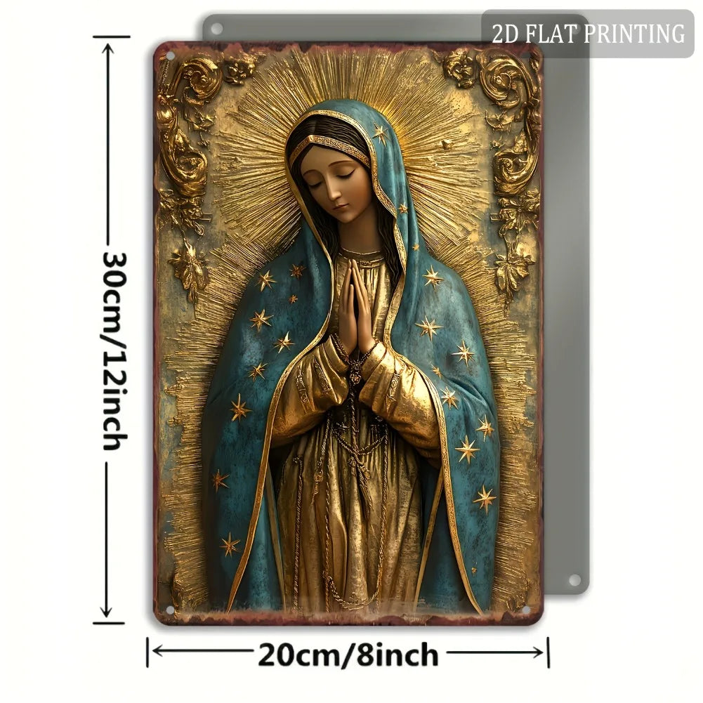 1pc 8x12" Vintage Aluminum Wall Art - Guadalupe Virgin Mary Retro