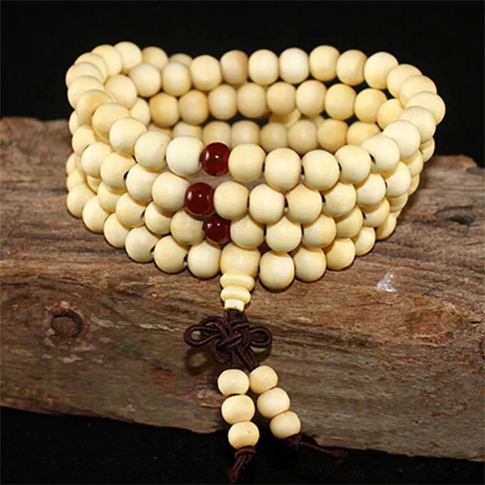 Natural Sandalwood Bracelet Men Buddhist Buddha Meditation Bead