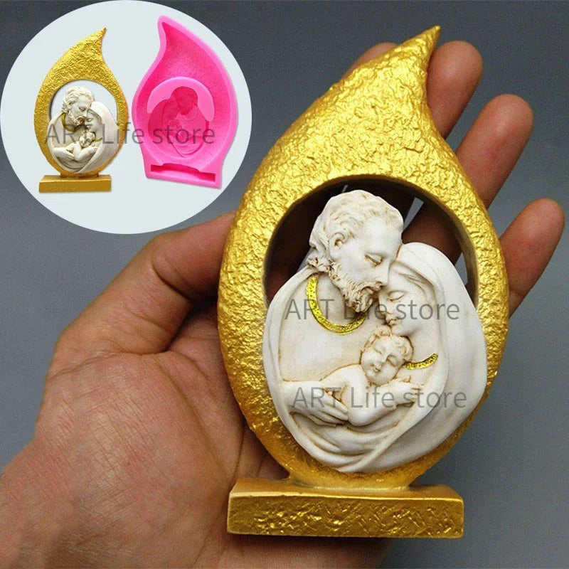Catholic Jesus Home silicone Candle mold 3D Madonna Jesus Portrait