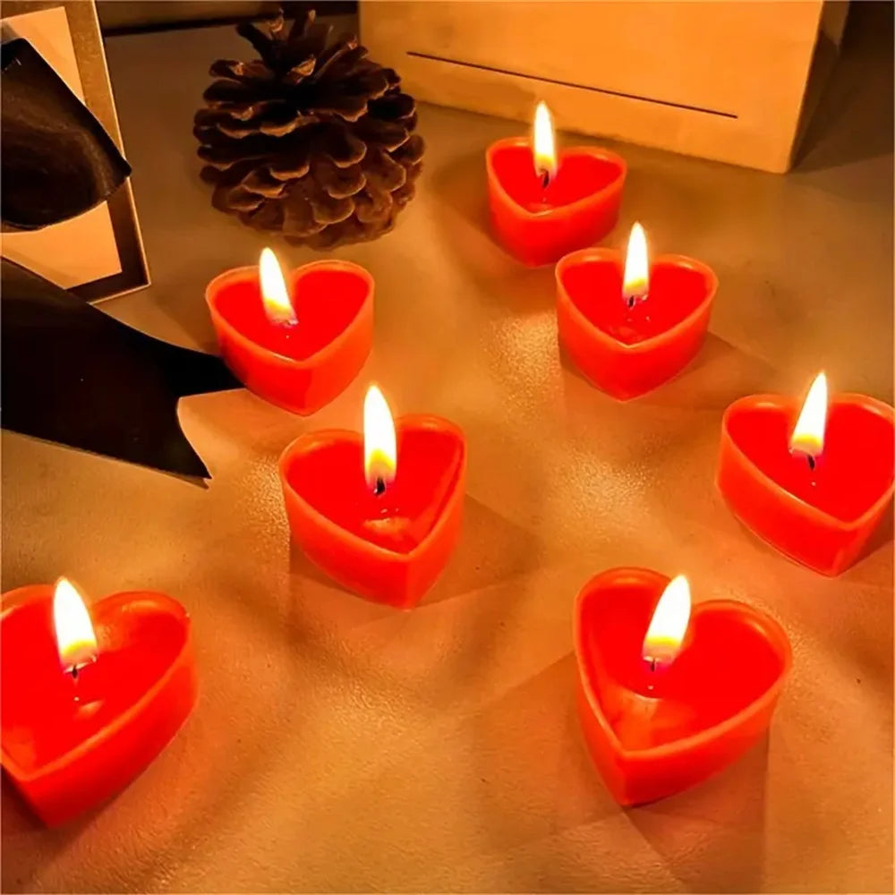 9pcs Heart-Shaped Scented Tea Candles Set Wedding Supplies Romantic
