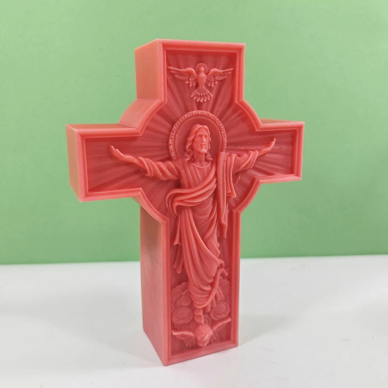 Cross Jesus Statue Silicone Candle Mold Catholic Apostle Portrait