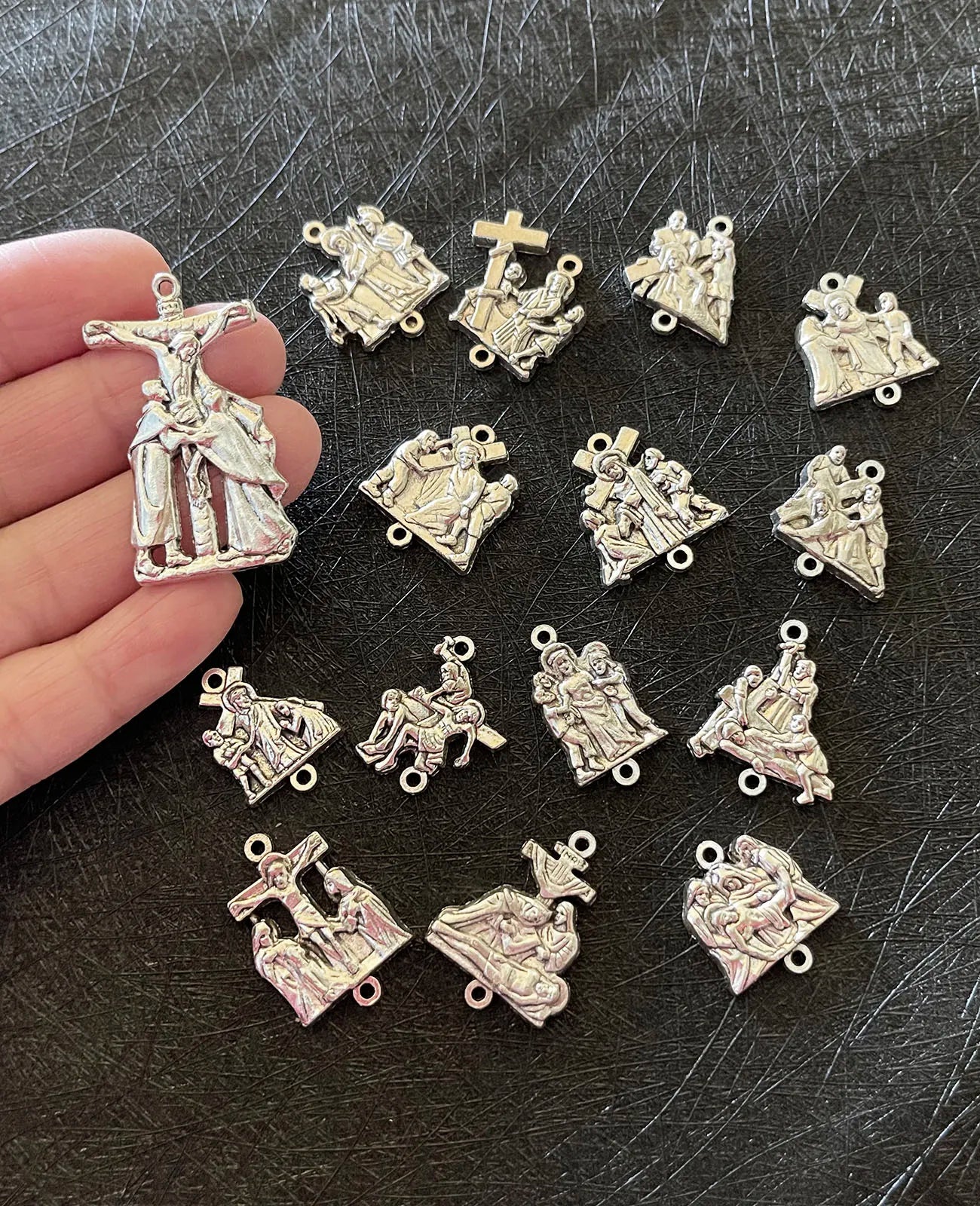 15Pcs Crucifix Jesus Cross Pendant Set Stations of the Cross