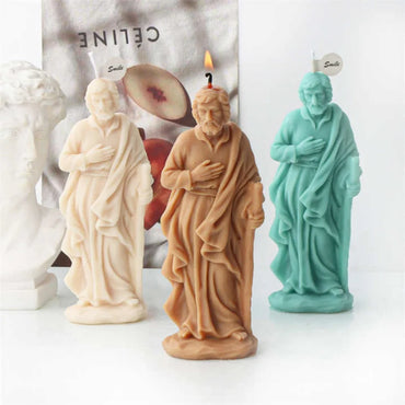 Saint Jesus Statue Apostle of the Lord Jesus Candle Silicone Mold 3D