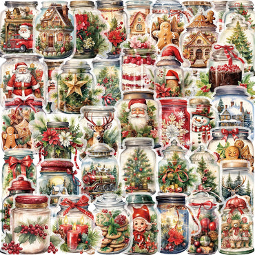 50PCS Christmas Bottle Stickers Aesthetic Skateboard Laptop Guitar