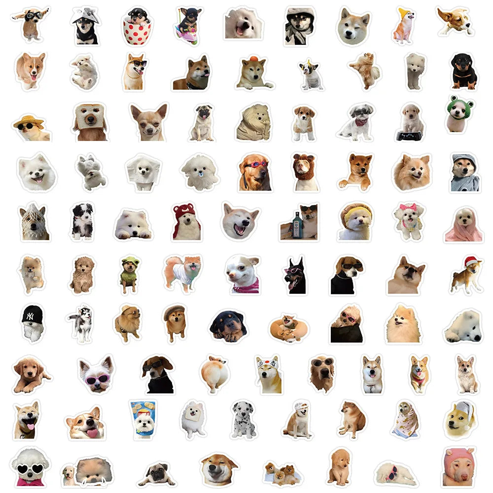 10/50/100pcs Funny Dog Stickers Cartoon Cute Decals Toy Stationery